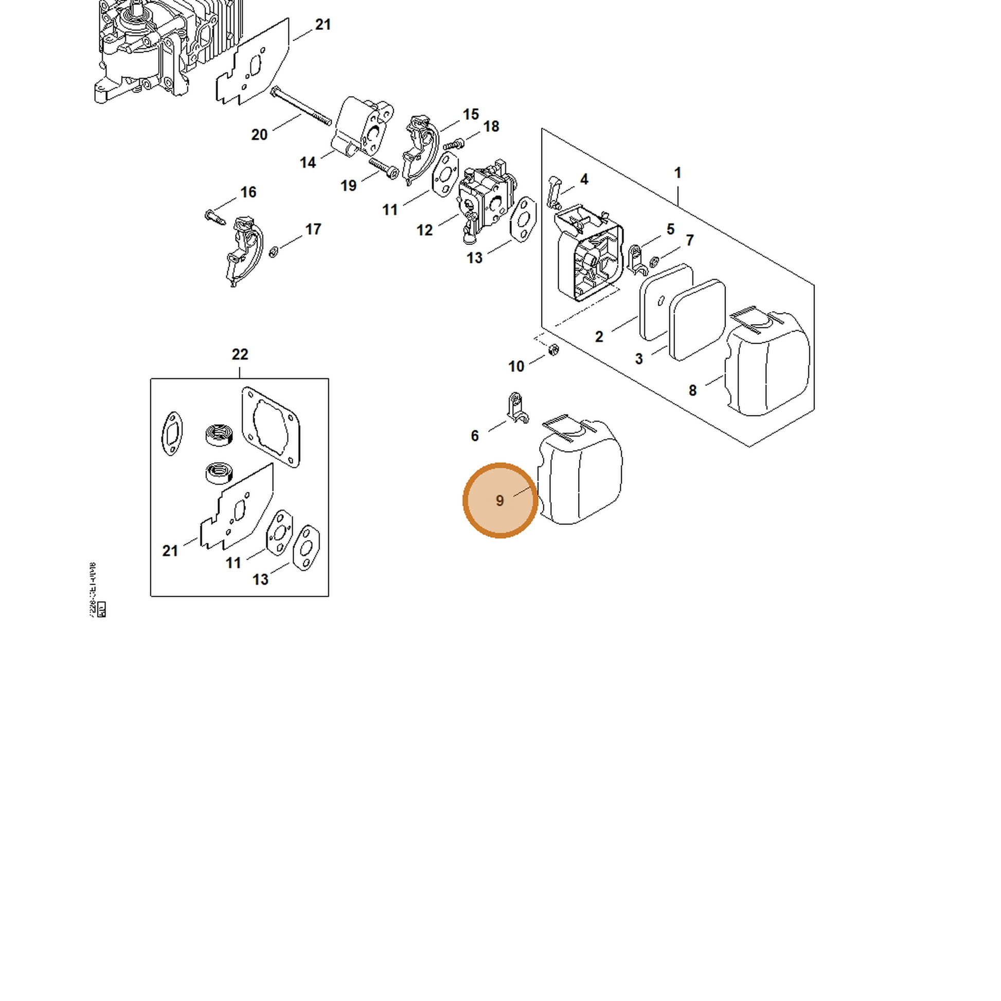 STIHL part 4228-141-0500 — IPL diagram snippet (6x zoom, amber highlight)