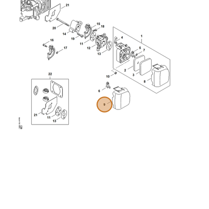 STIHL part 4228-141-0500 — IPL diagram snippet (6x zoom, amber highlight)
