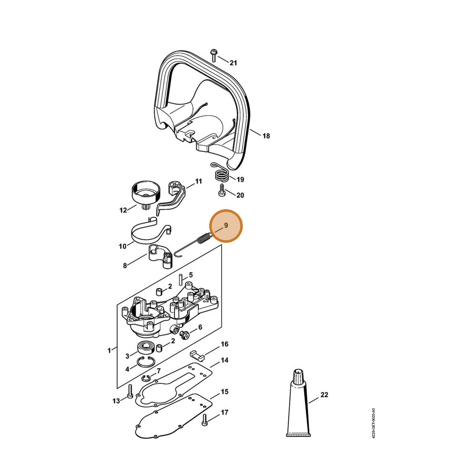 STIHL part 4228-162-7900 — IPL diagram snippet (6x zoom, amber highlight)