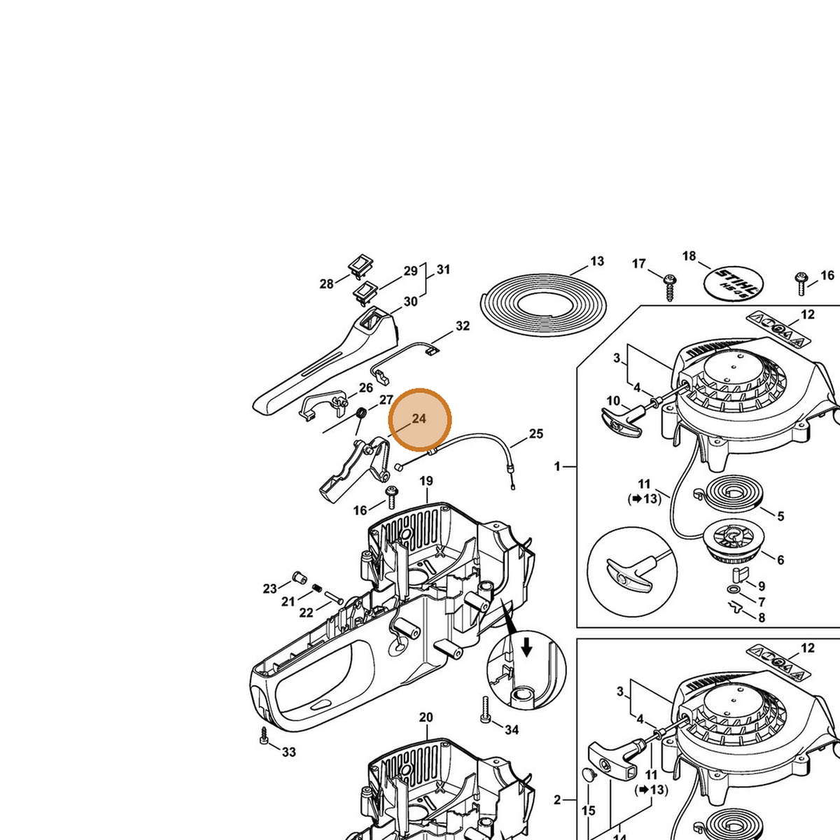 STIHL part 4228-182-1000 — IPL diagram snippet (6x zoom, amber highlight)