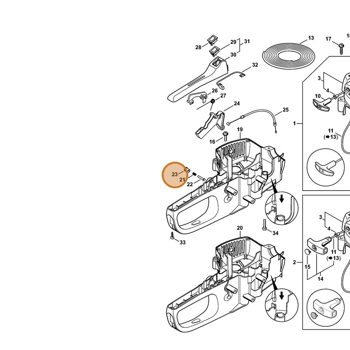 STIHL part 4228-182-9300 — IPL diagram snippet (6x zoom, amber highlight)