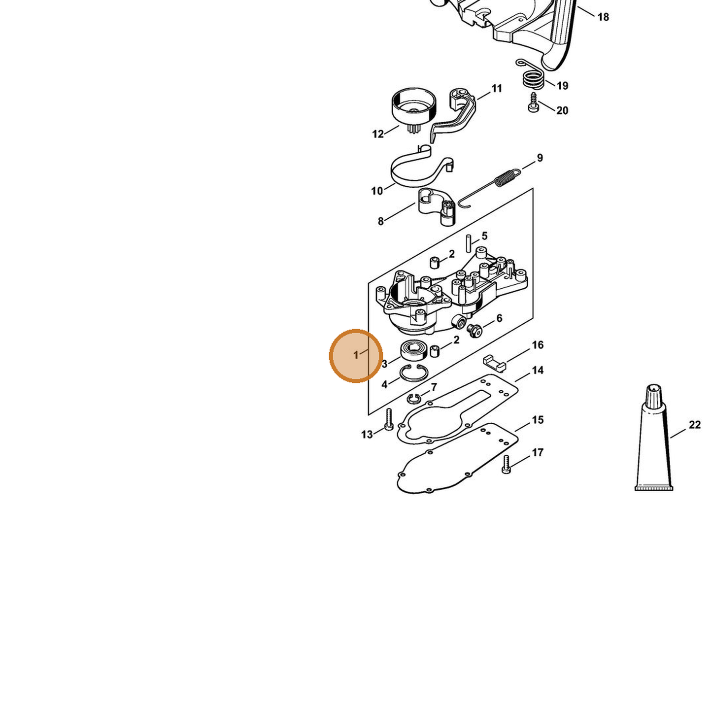 STIHL part 4228-640-0501 — IPL diagram snippet (6x zoom, amber highlight)