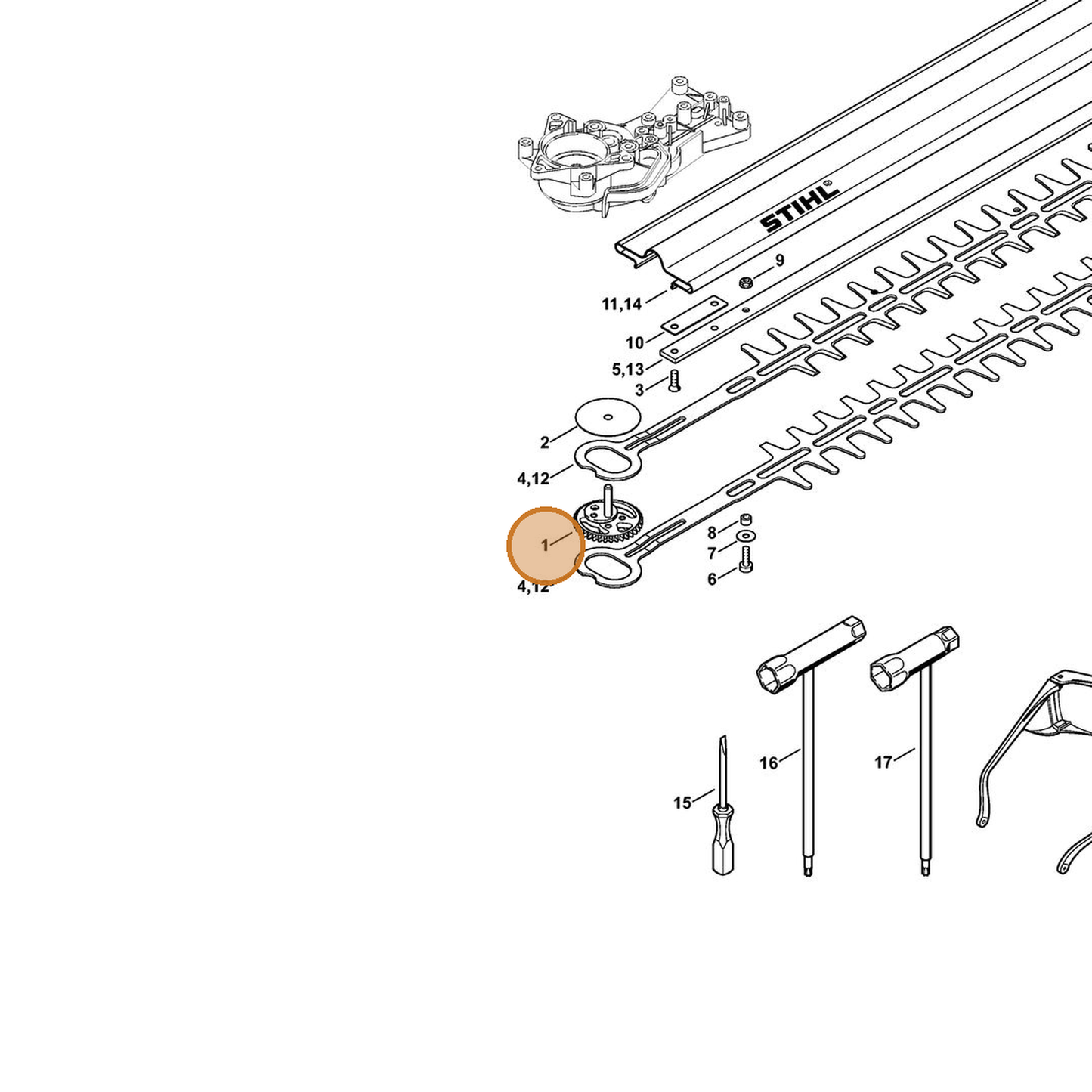 STIHL part 4228-640-7505 — IPL diagram snippet (6x zoom, amber highlight)