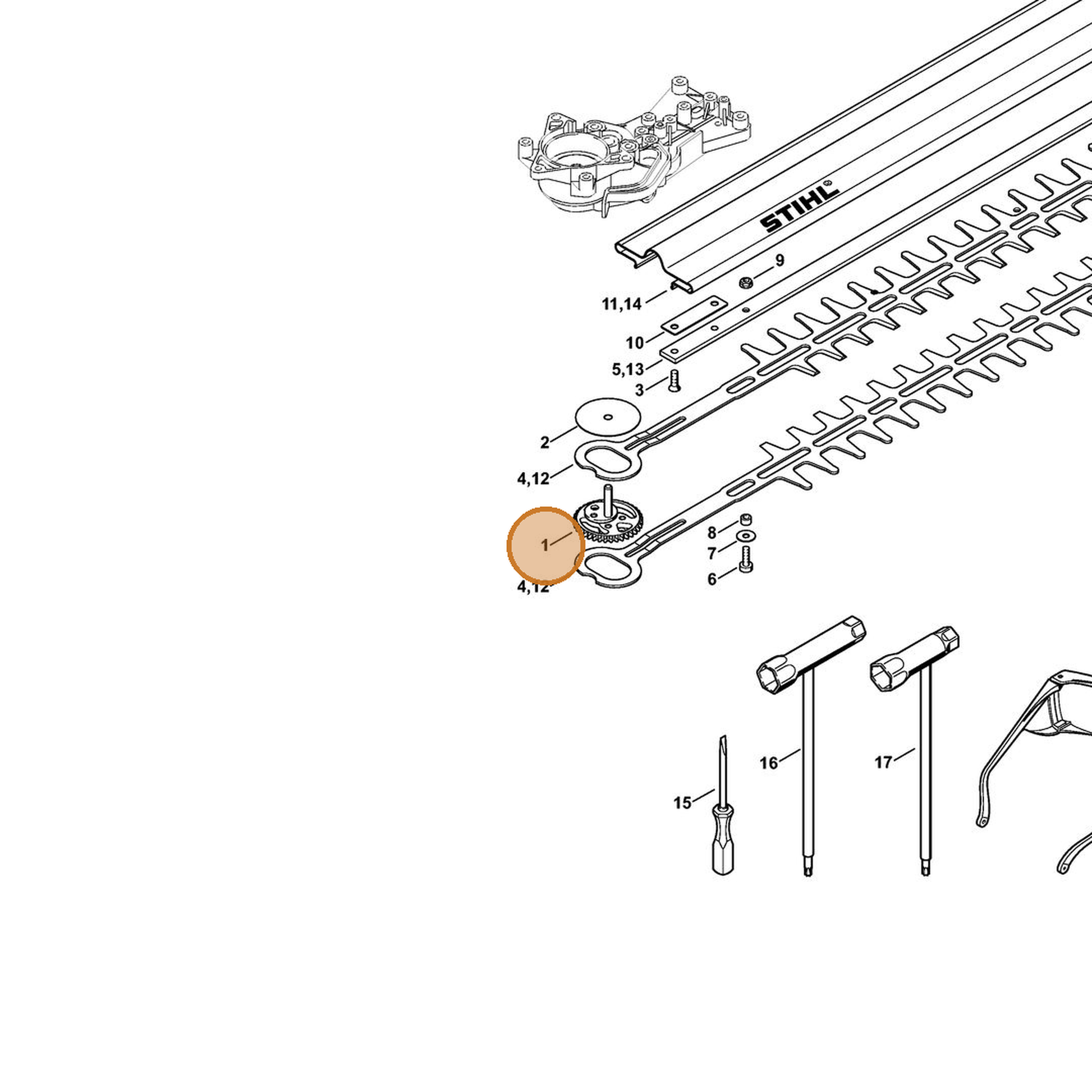 STIHL part 4228-640-7505 — IPL diagram snippet (6x zoom, amber highlight)