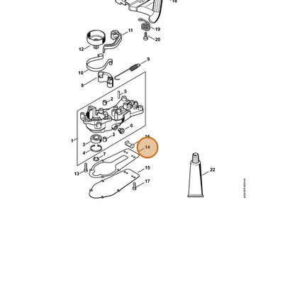 STIHL part 4228-649-0302 — IPL diagram snippet (6x zoom, amber highlight)