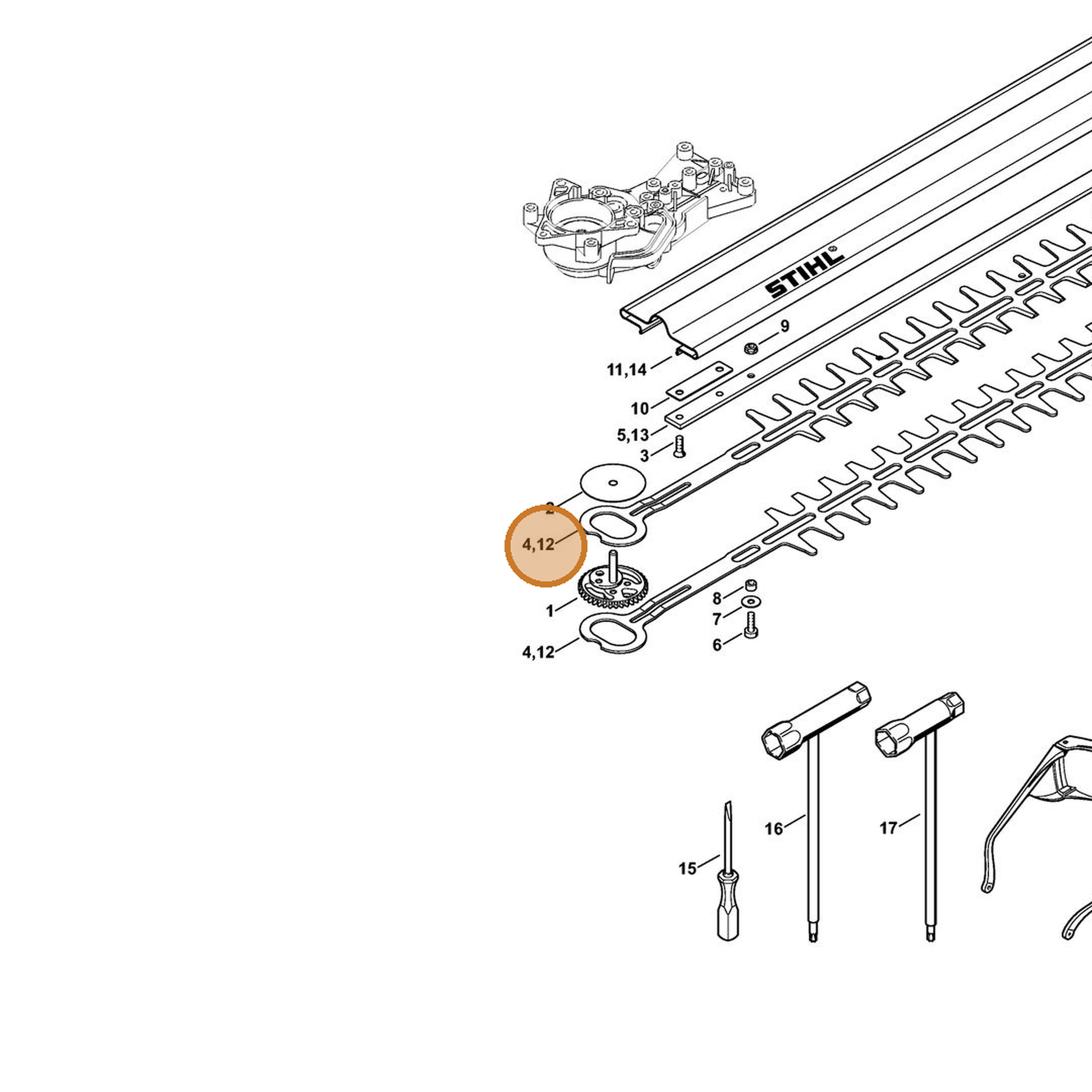 STIHL part 4228-710-6051 — IPL diagram snippet (6x zoom, amber highlight)