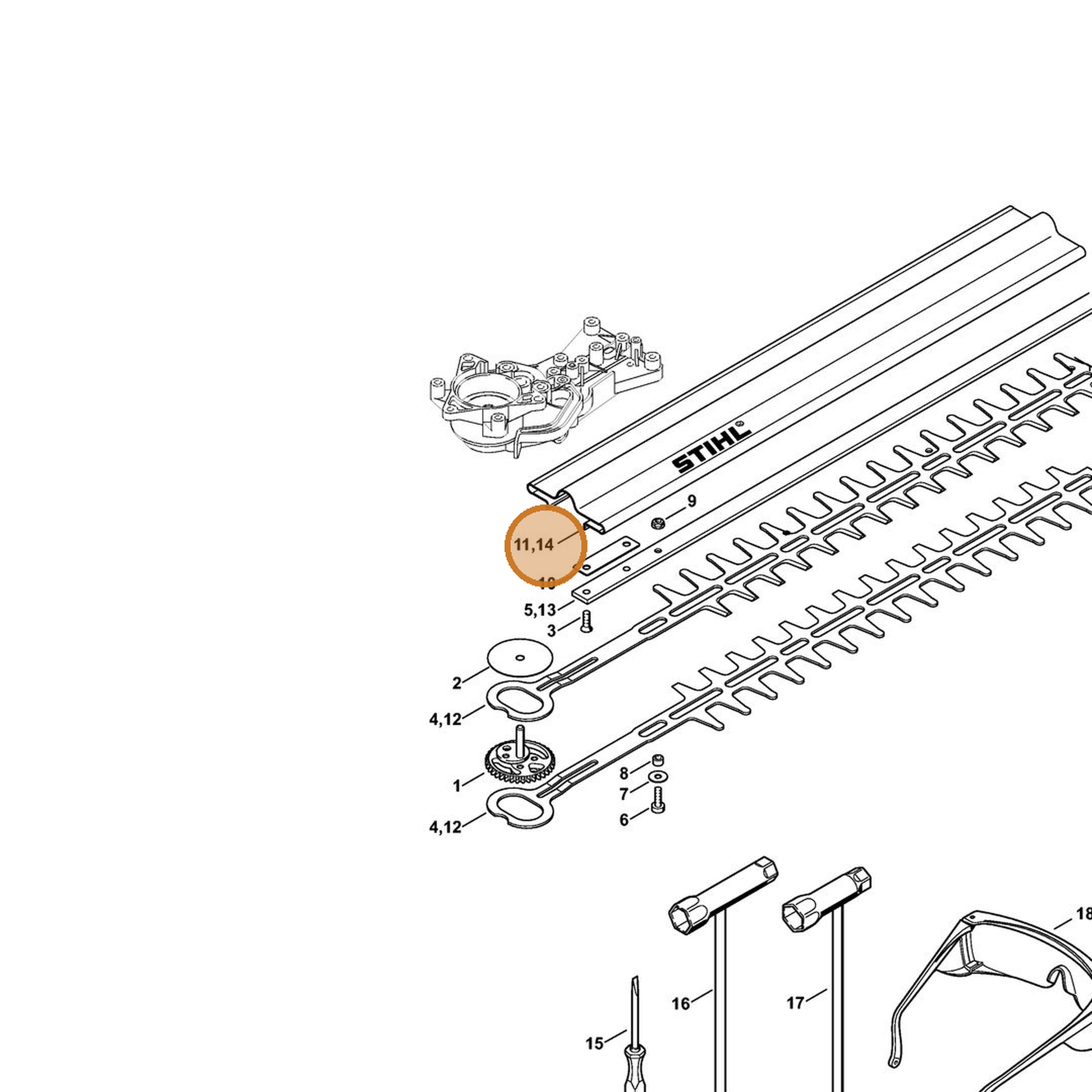STIHL part 4228-790-9201 — IPL diagram snippet (6x zoom, amber highlight)
