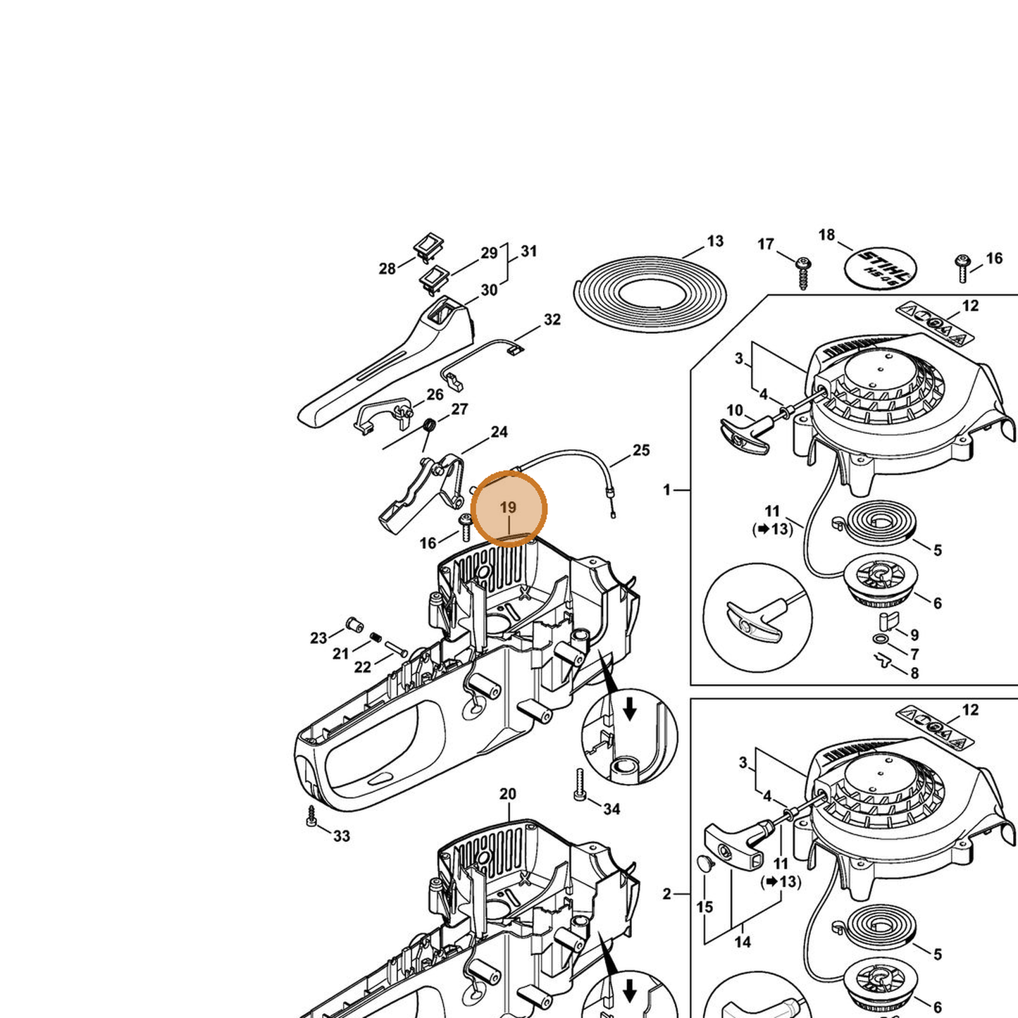 STIHL part 4228-791-1002 — IPL diagram snippet (6x zoom, amber highlight)