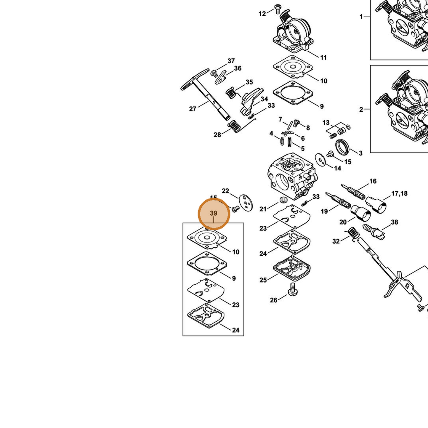 STIHL part 4229-007-1060 — IPL diagram snippet (6x zoom, amber highlight)