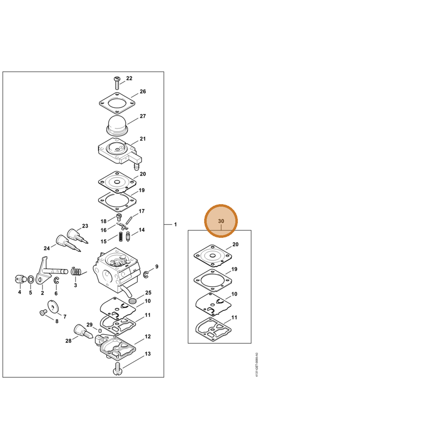 STIHL part 4229-007-1700 — IPL diagram snippet (6x zoom, amber highlight)