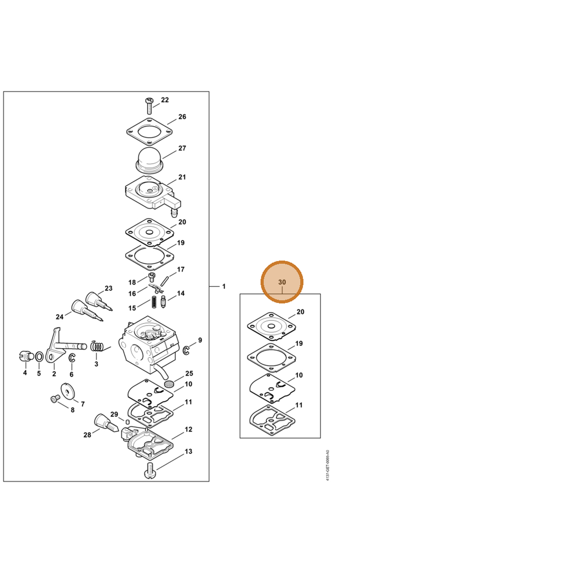 STIHL part 4229-007-1700 — IPL diagram snippet (6x zoom, amber highlight)