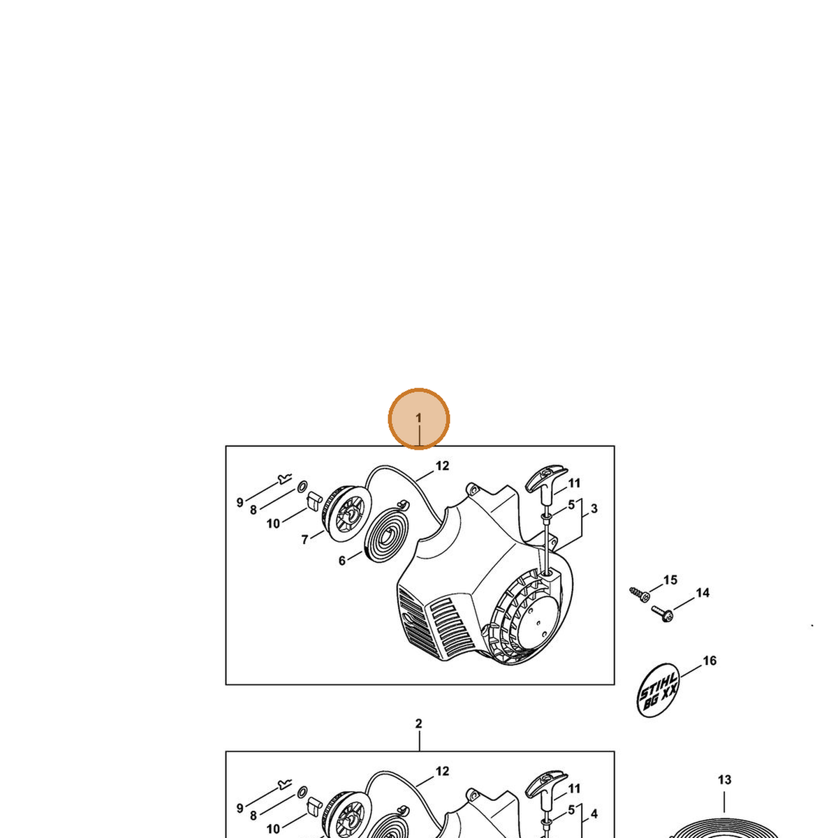 STIHL part 4229-080-2102 — IPL diagram snippet (6x zoom, amber highlight)