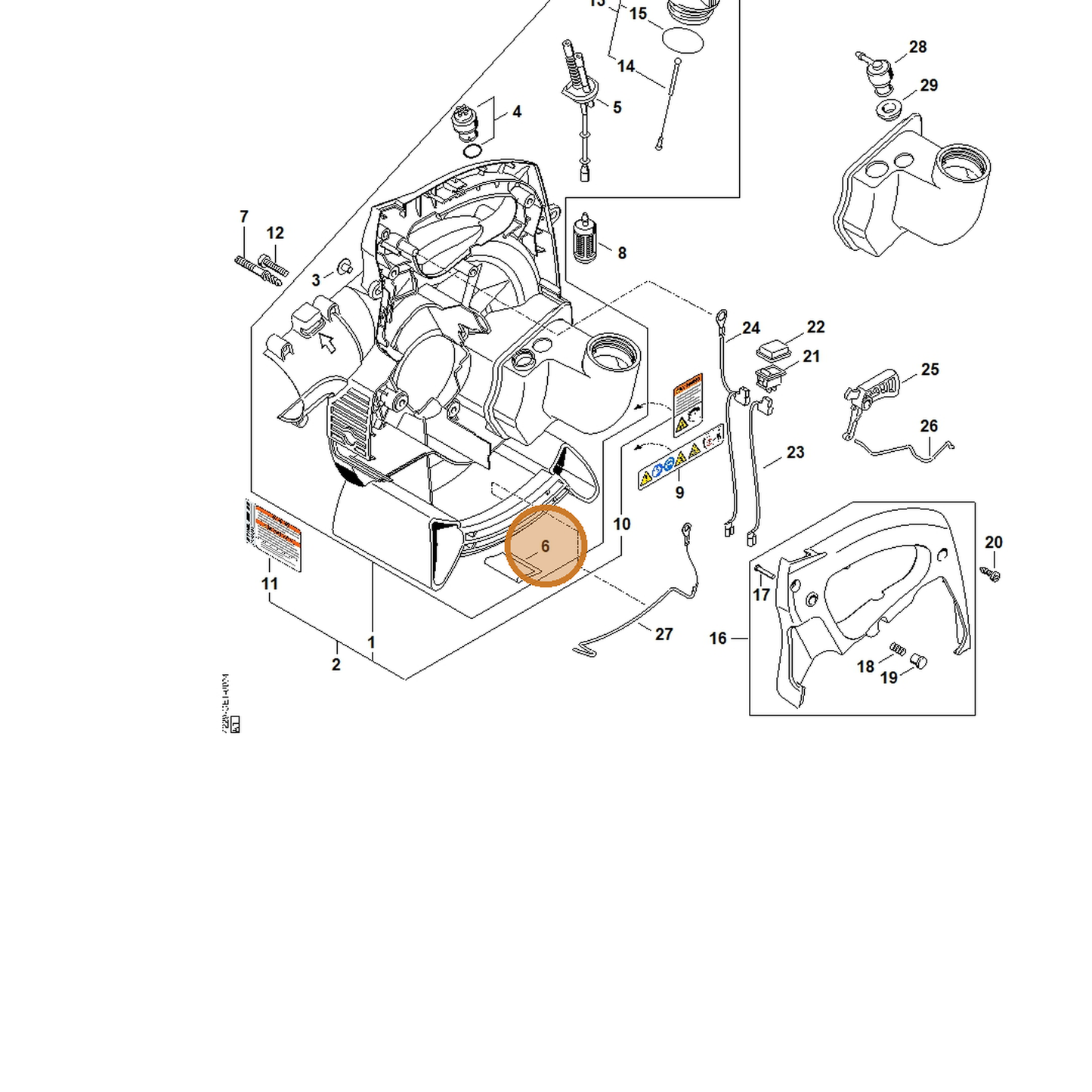 STIHL part 4229-084-8300 — IPL diagram snippet (6x zoom, amber highlight)