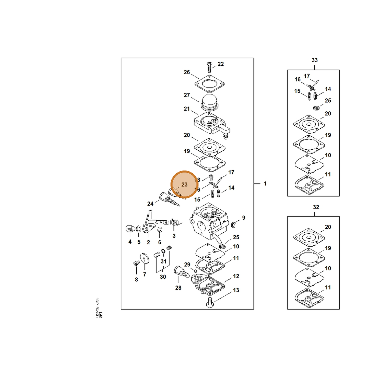 STIHL part 4229-120-6701 — IPL diagram snippet (6x zoom, amber highlight)