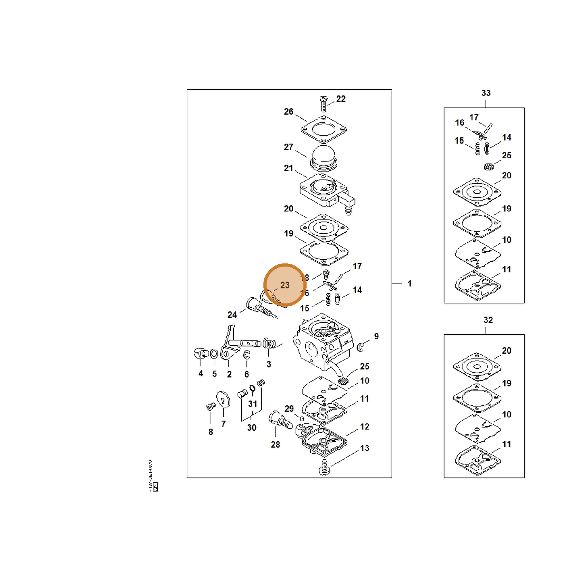 STIHL part 4229-120-6701 — IPL diagram snippet (6x zoom, amber highlight)