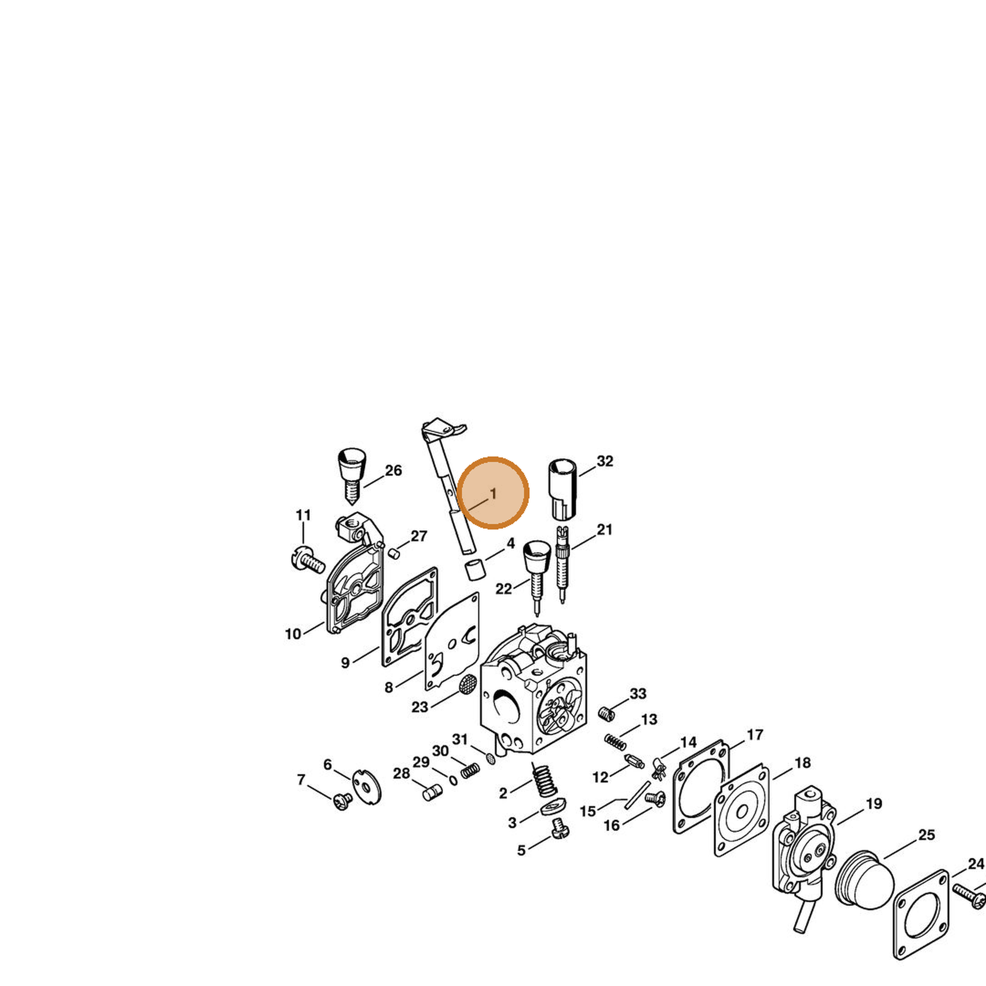 STIHL part 4229-120-7100 — IPL diagram snippet (6x zoom, amber highlight)