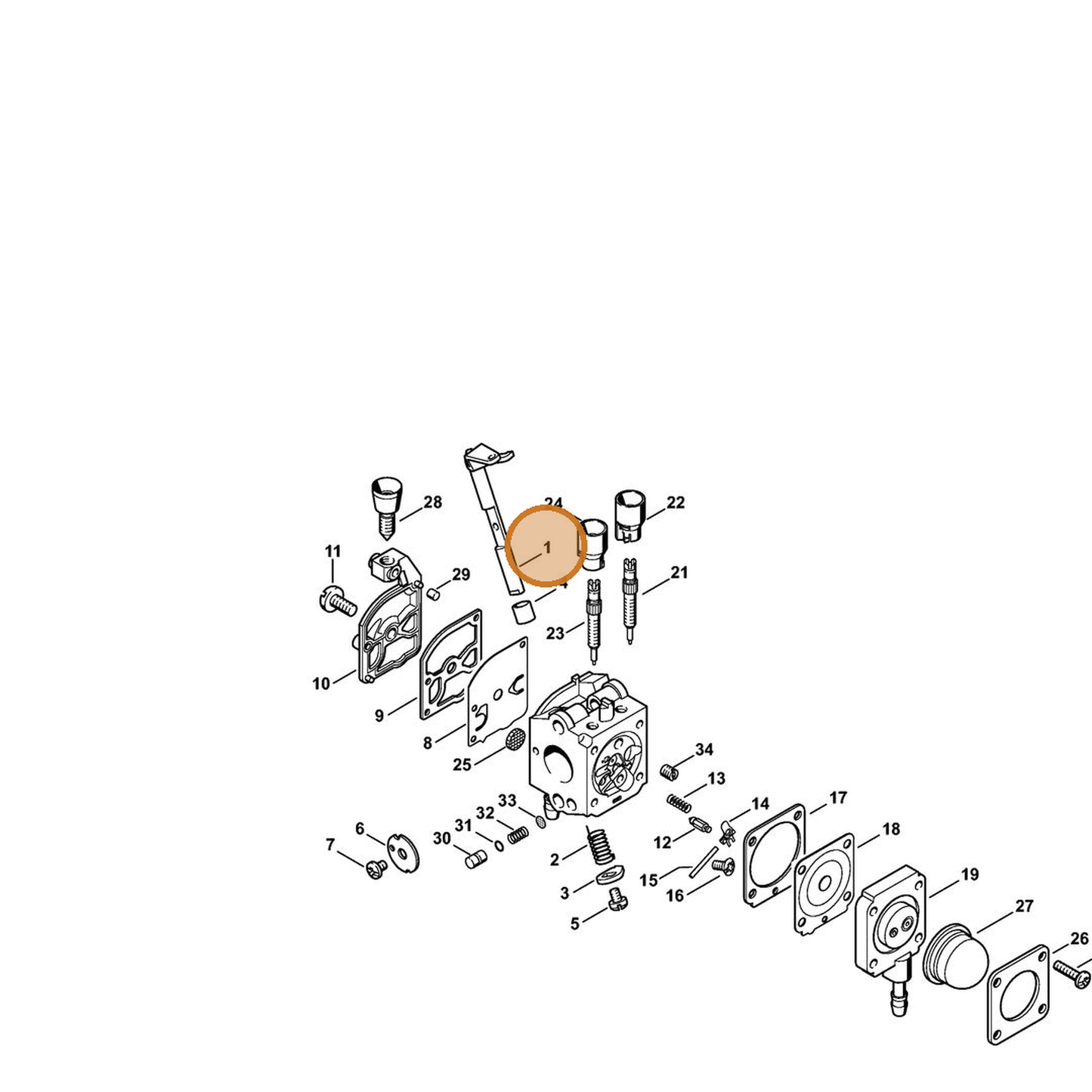 STIHL part 4229-120-7101 — IPL diagram snippet (6x zoom, amber highlight)