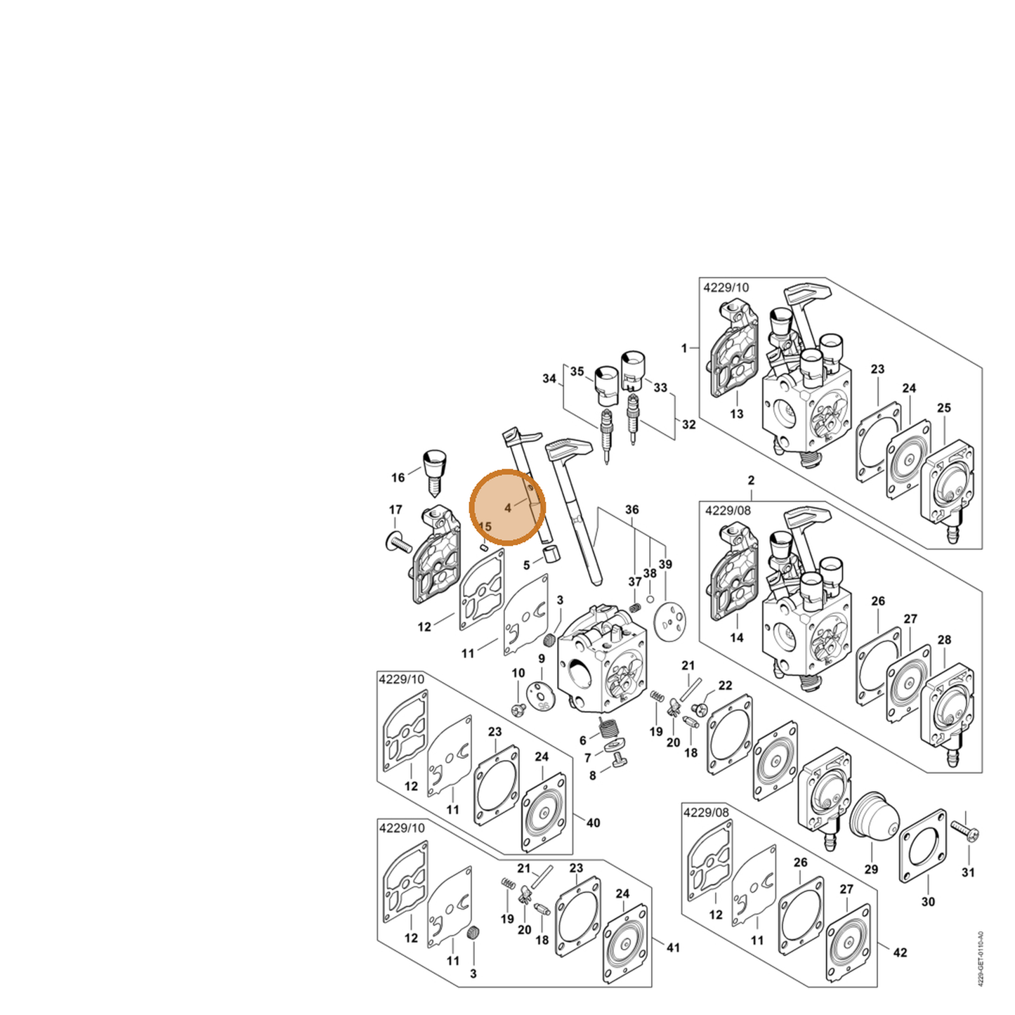 STIHL part 4229-120-7103 — IPL diagram snippet (6x zoom, amber highlight)
