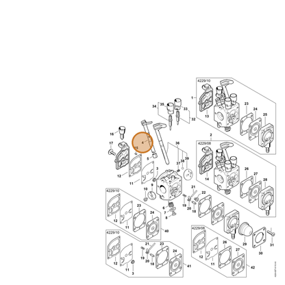 STIHL part 4229-120-7103 — IPL diagram snippet (6x zoom, amber highlight)