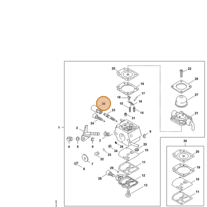 STIHL part 4229-121-2700 — IPL diagram snippet (6x zoom, amber highlight)