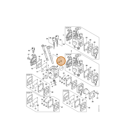 STIHL part 4229-121-2900 — IPL diagram snippet (6x zoom, amber highlight)