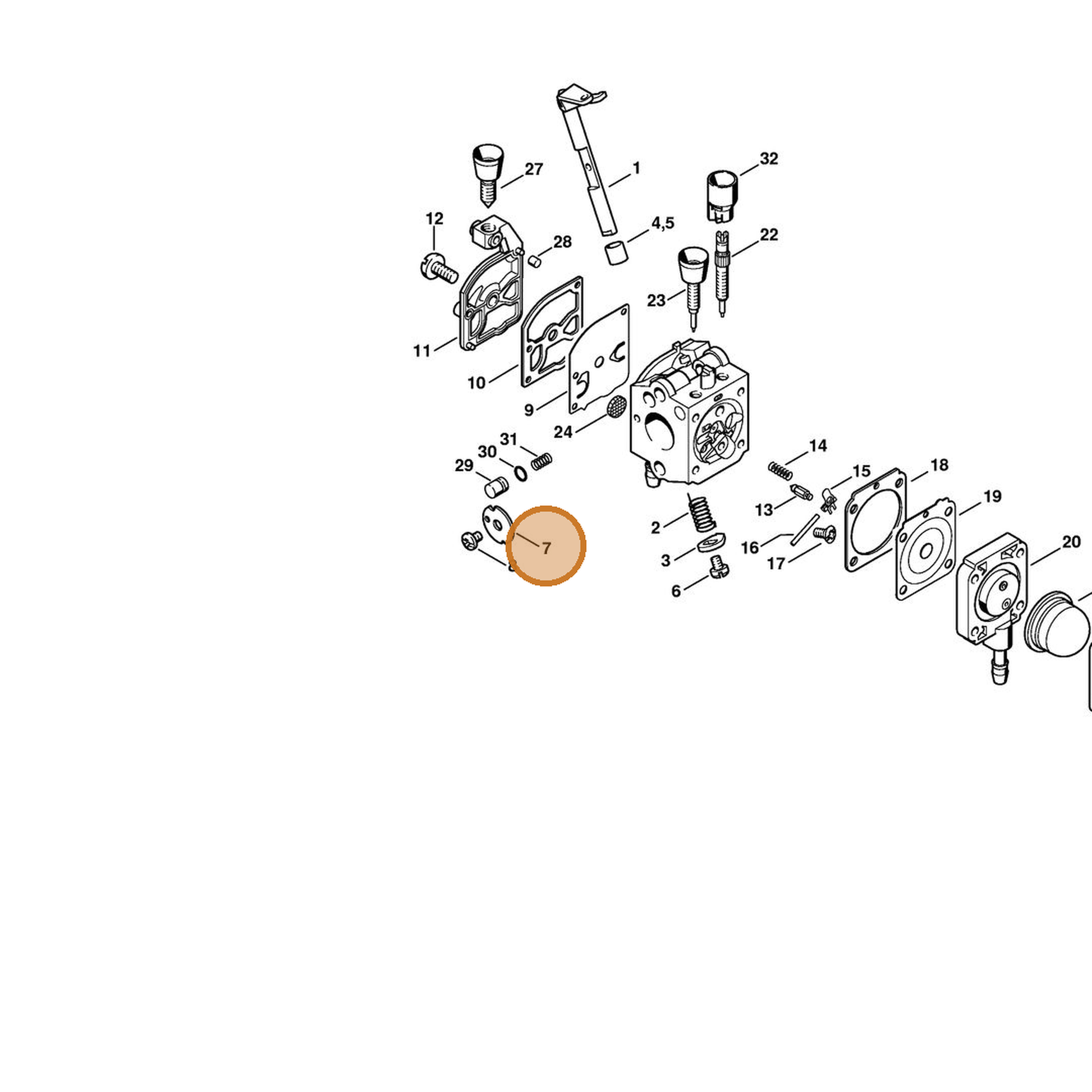 STIHL part 4229-121-3300 — IPL diagram snippet (6x zoom, amber highlight)