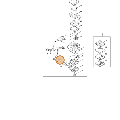 STIHL part 4229-121-3303 — IPL diagram snippet (6x zoom, amber highlight)