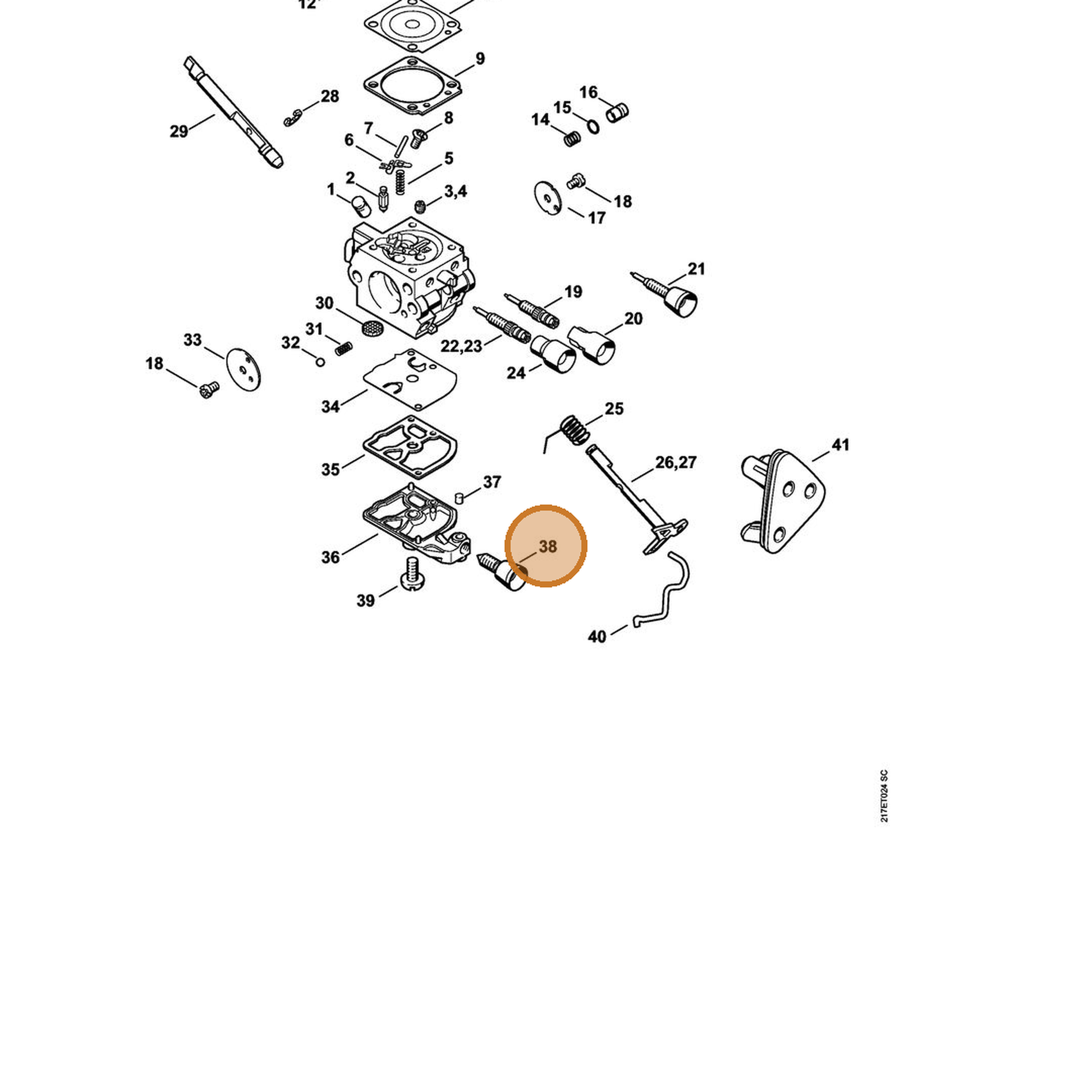 STIHL part 4229-122-6200 — IPL diagram snippet (6x zoom, amber highlight)