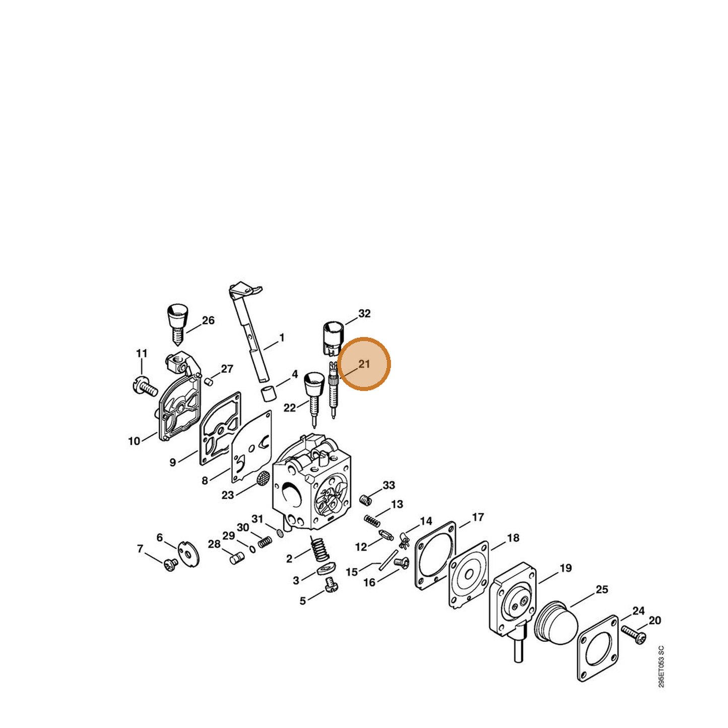 STIHL part 4229-122-6702 — IPL diagram snippet (6x zoom, amber highlight)