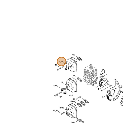 STIHL part 4229-140-0608 — IPL diagram snippet (6x zoom, amber highlight)