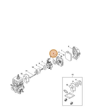STIHL part 4229-140-2802 — IPL diagram snippet (6x zoom, amber highlight)