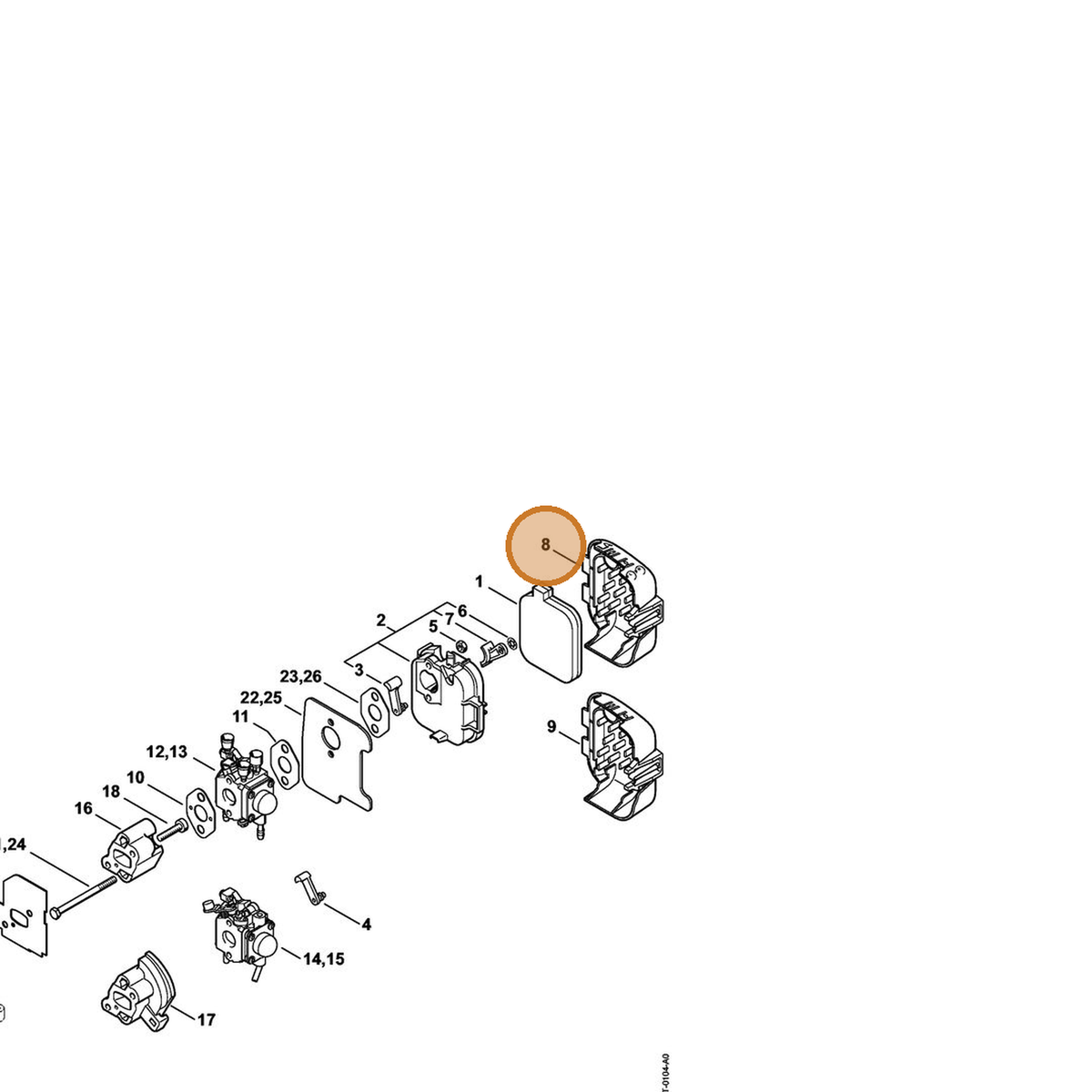 STIHL part 4229-141-0501 — IPL diagram snippet (6x zoom, amber highlight)
