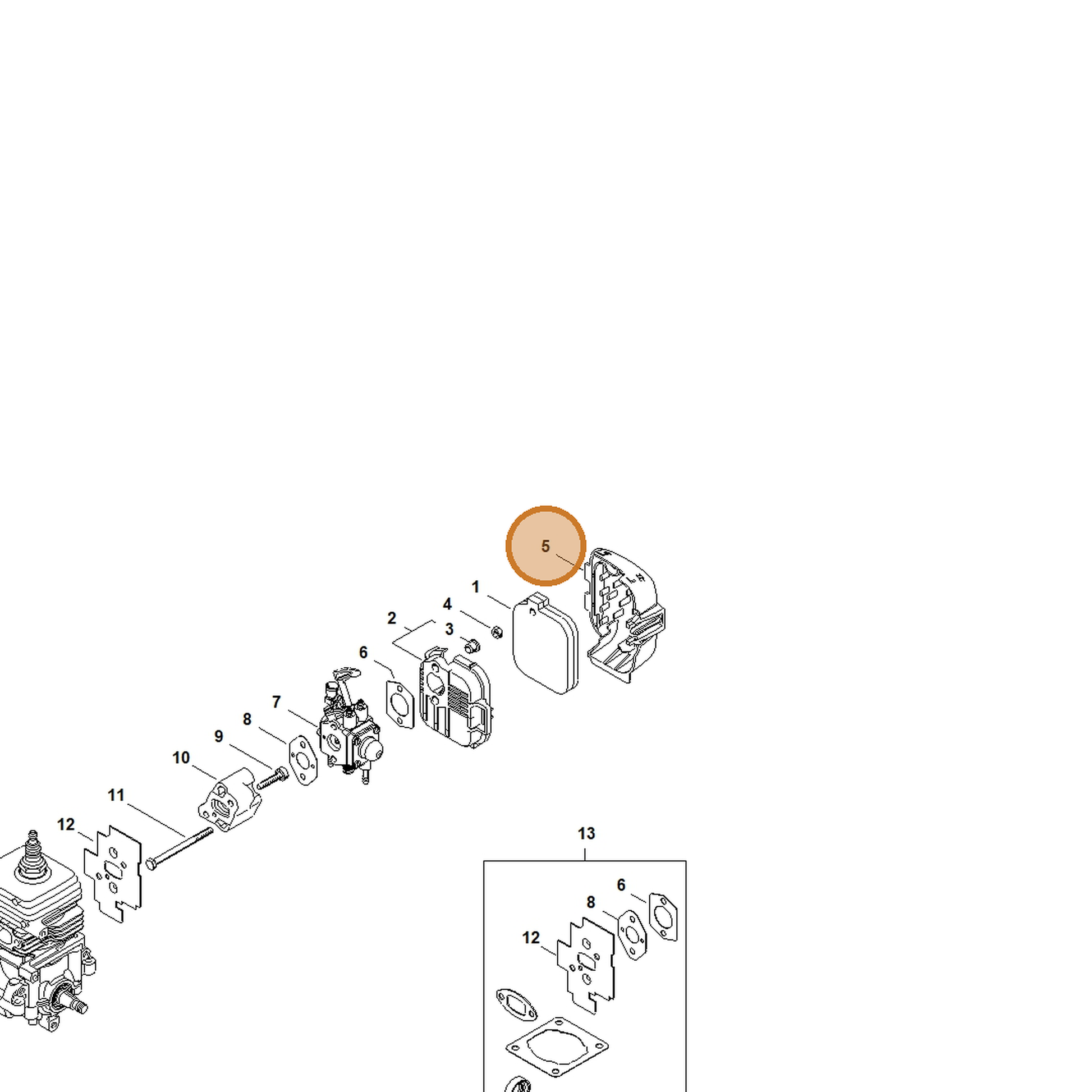 STIHL part 4229-141-0502 — IPL diagram snippet (6x zoom, amber highlight)