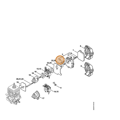 STIHL part 4229-141-3700 — IPL diagram snippet (6x zoom, amber highlight)