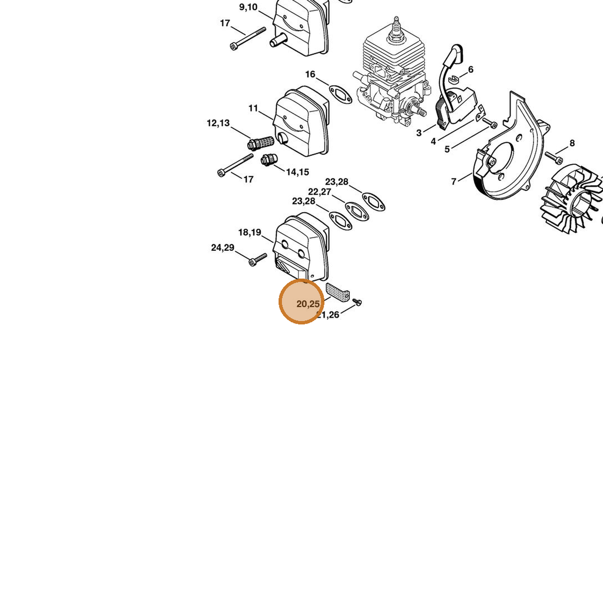 STIHL part 4229-141-9001 — IPL diagram snippet (6x zoom, amber highlight)