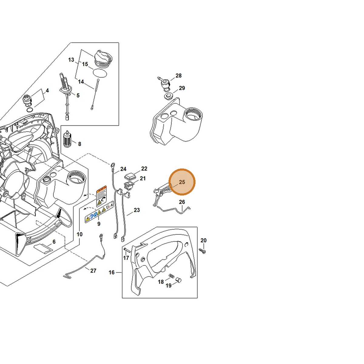 STIHL part 4229-182-1003 — IPL diagram snippet (6x zoom, amber highlight)