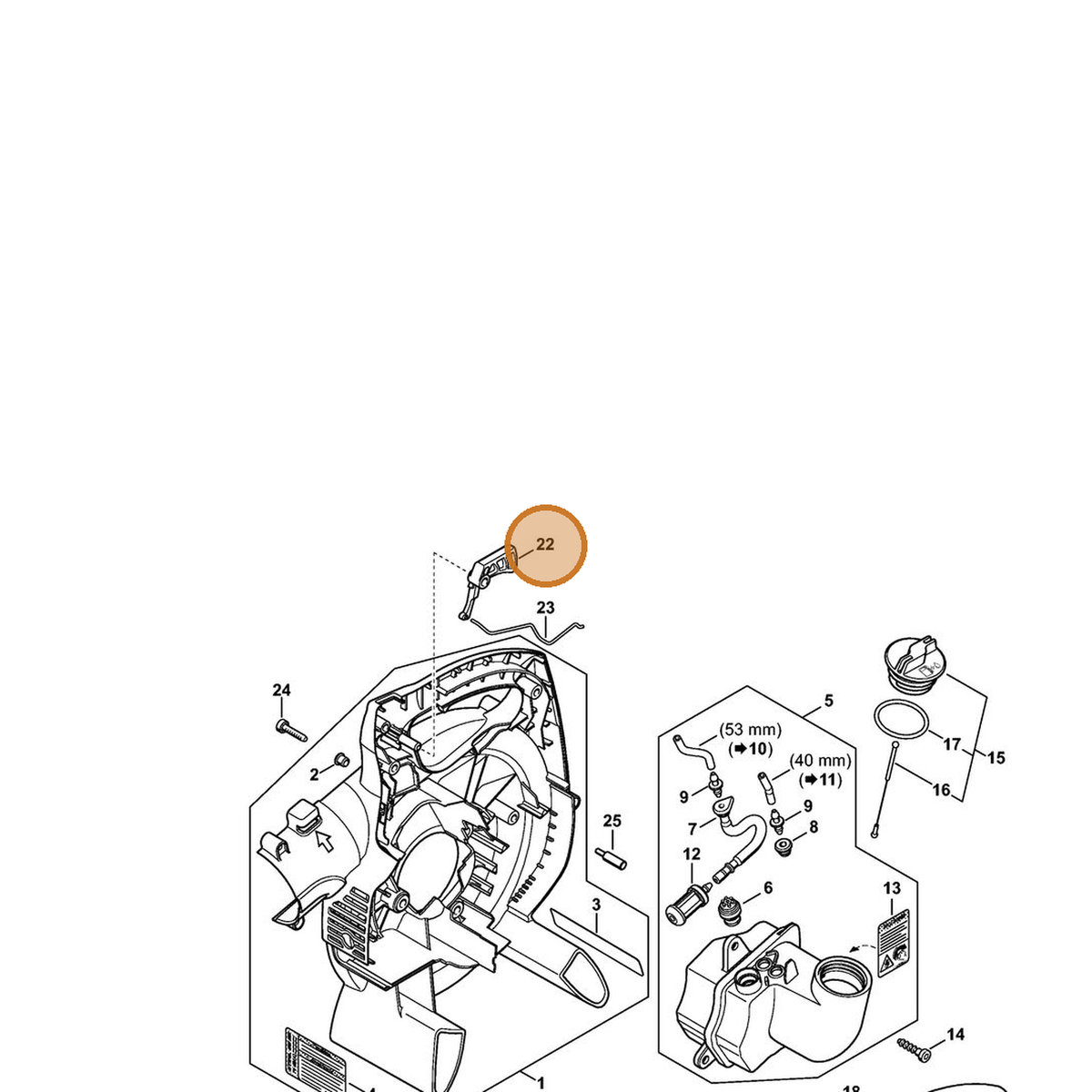 STIHL part 4229-182-1011 — IPL diagram snippet (6x zoom, amber highlight)
