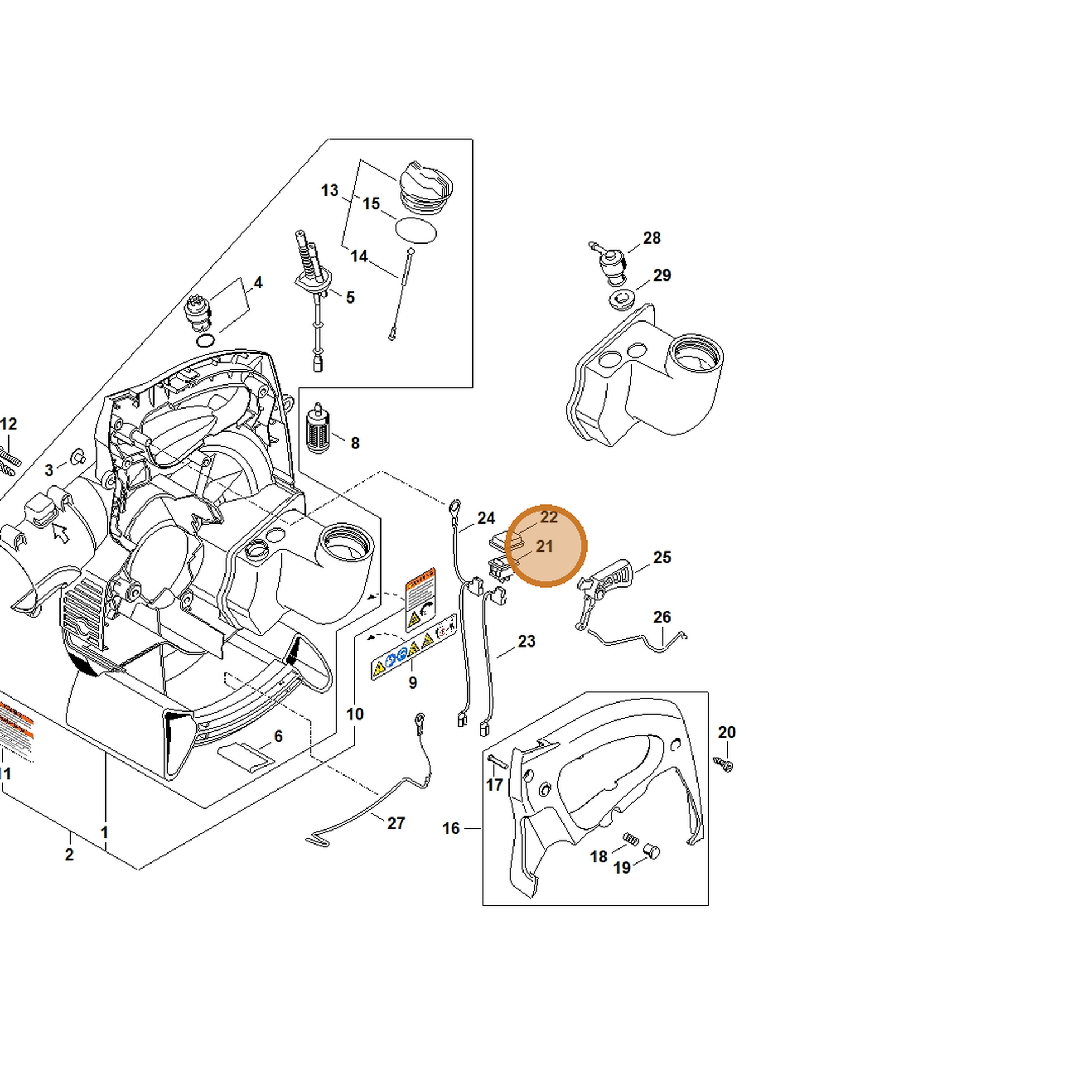 STIHL part 4229-430-0202 — IPL diagram snippet (6x zoom, amber highlight)