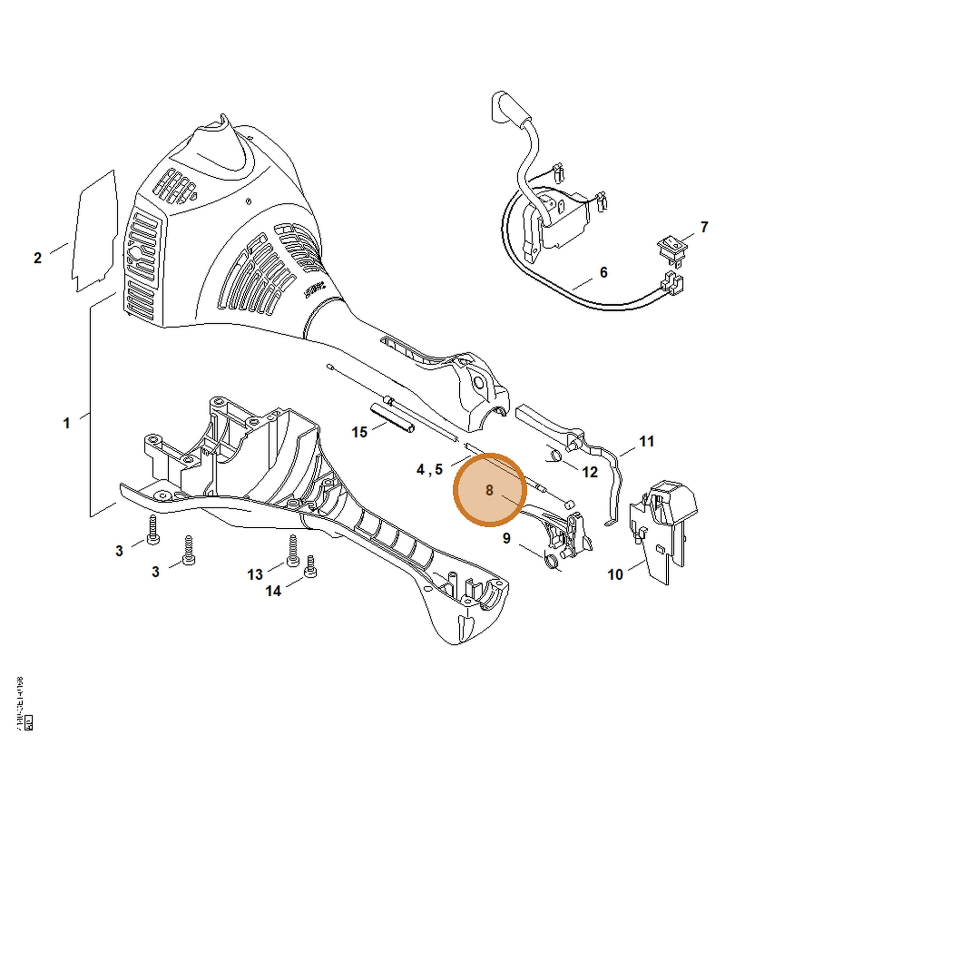 STIHL part 4229-430-0203 — IPL diagram snippet (6x zoom, amber highlight)
