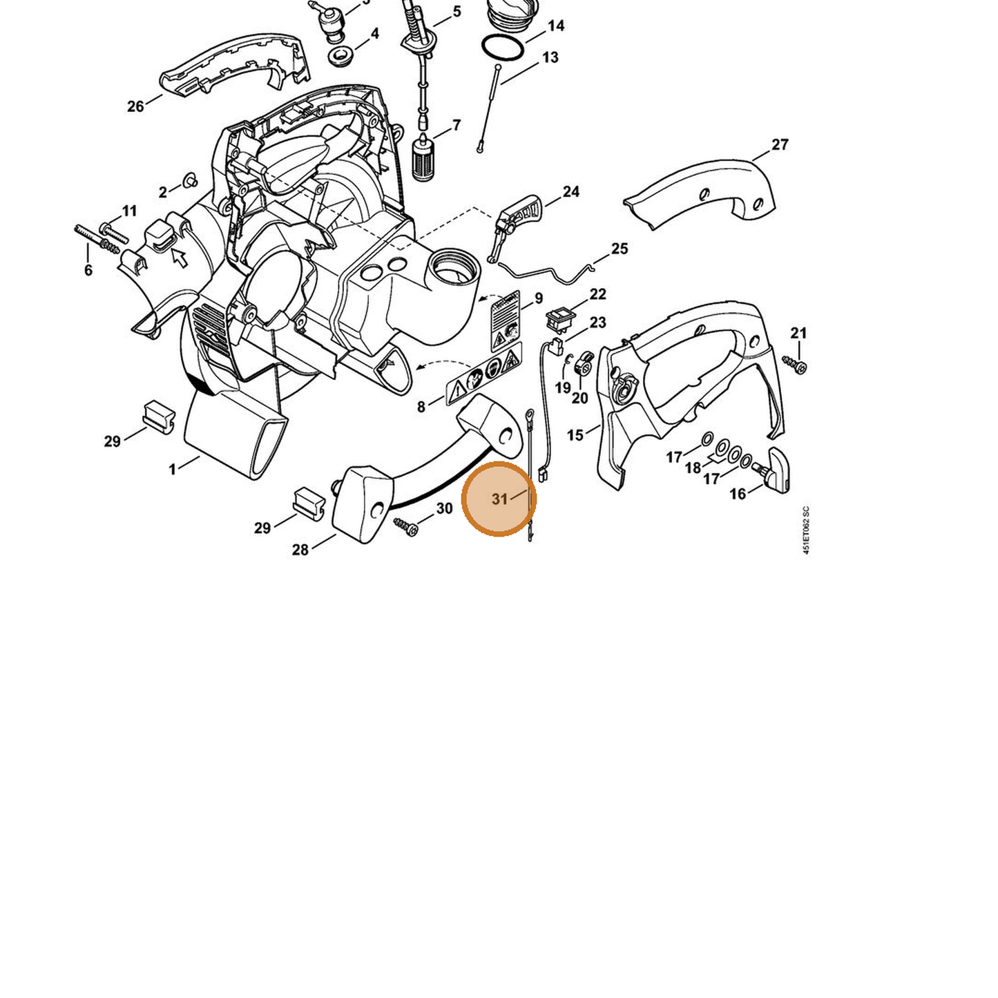 STIHL part 4229-440-2200 — IPL diagram snippet (6x zoom, amber highlight)