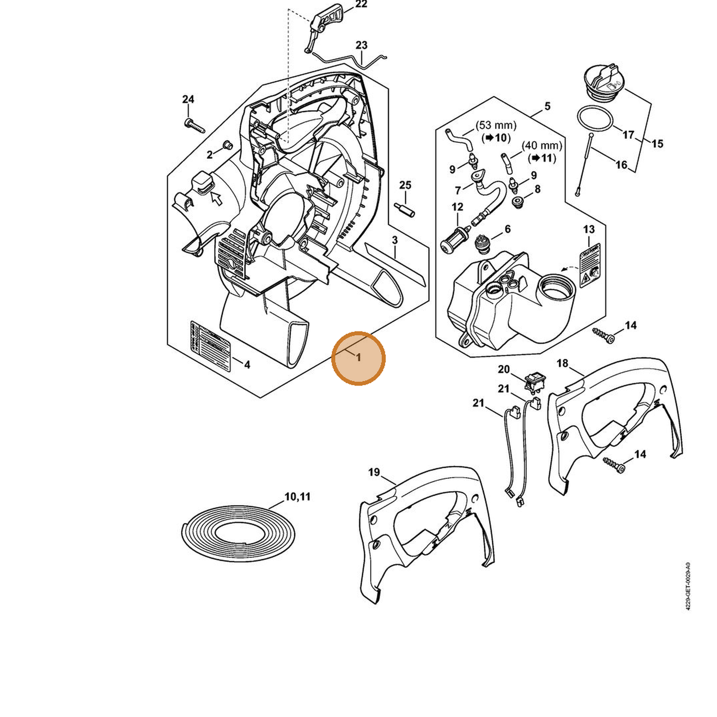 STIHL part 4229-700-4137 — IPL diagram snippet (6x zoom, amber highlight)