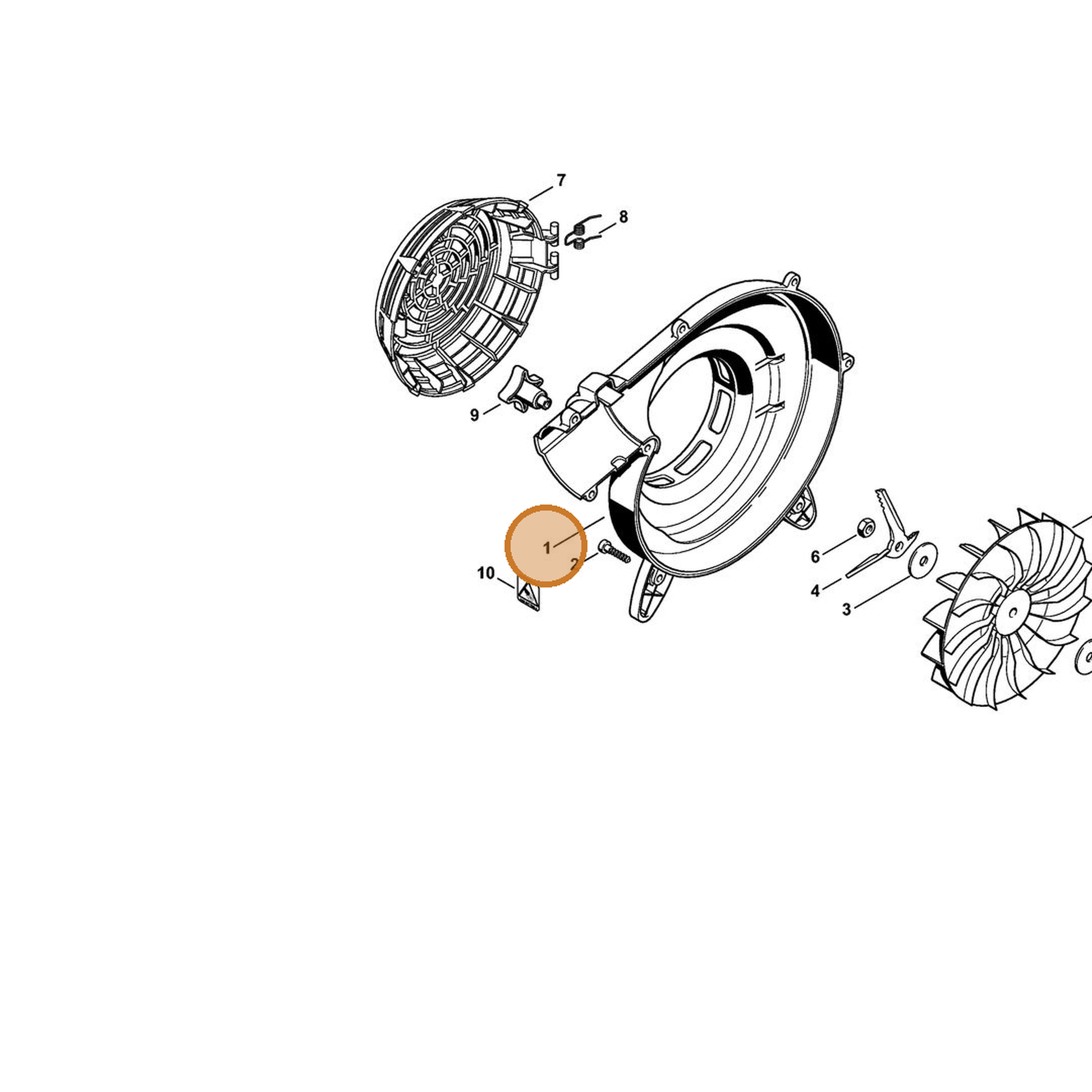 STIHL part 4229-701-0613 — IPL diagram snippet (6x zoom, amber highlight)
