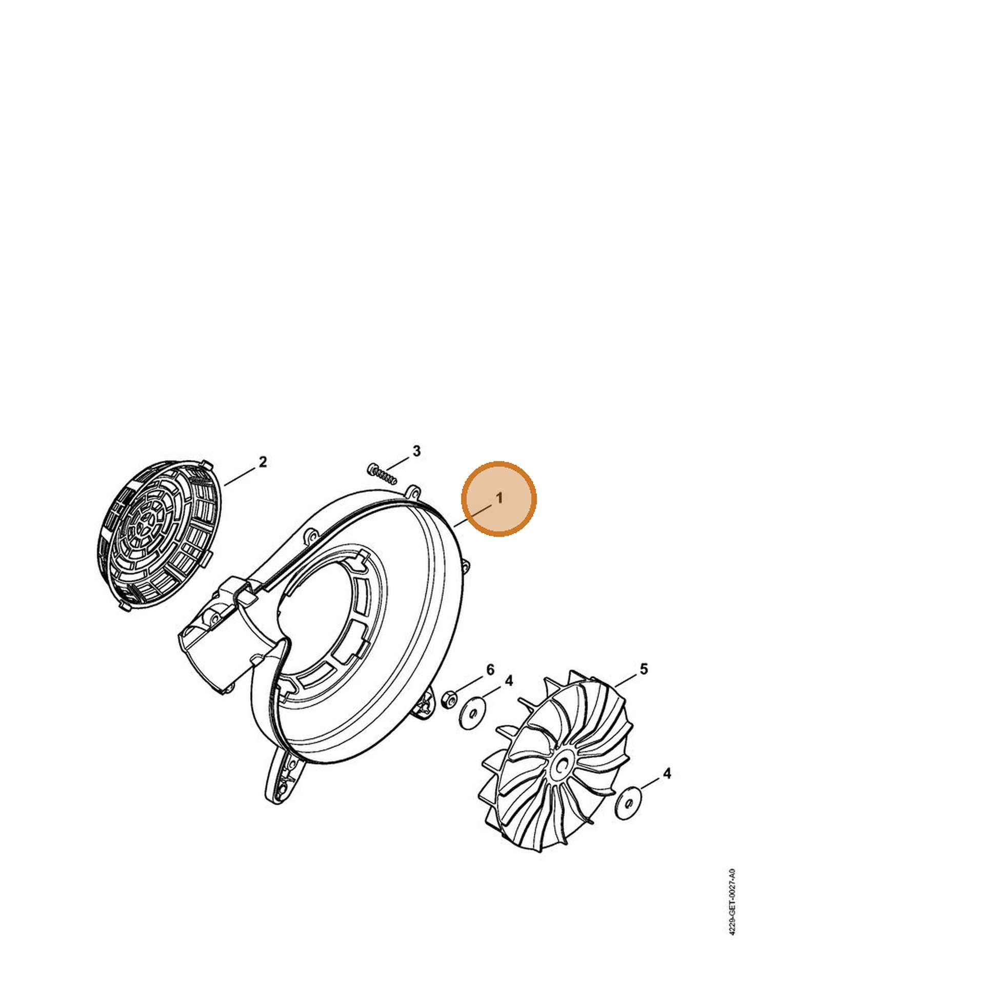STIHL part 4229-701-0703 — IPL diagram snippet (6x zoom, amber highlight)