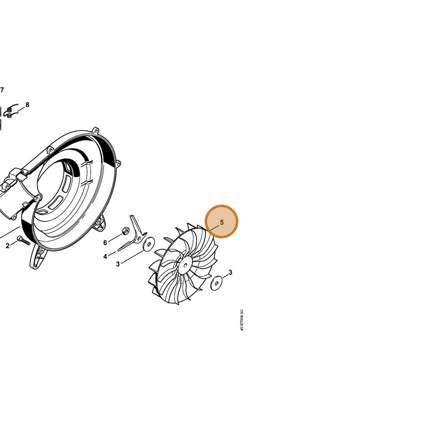 STIHL part 4229-704-3400 — IPL diagram snippet (6x zoom, amber highlight)