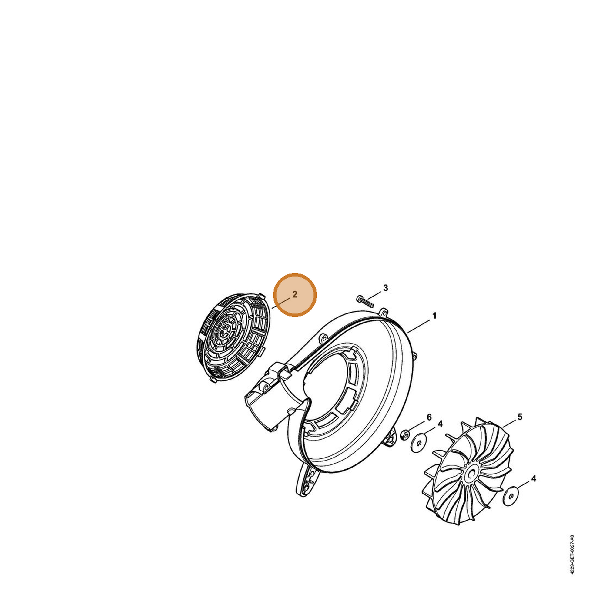 STIHL part 4229-706-8002 — IPL diagram snippet (6x zoom, amber highlight)
