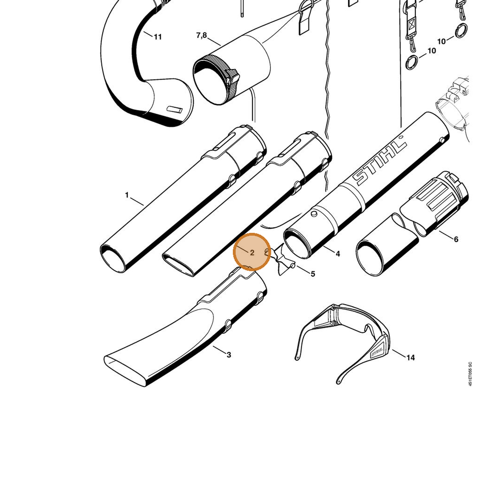STIHL part 4229-708-6301 — IPL diagram snippet (6x zoom, amber highlight)