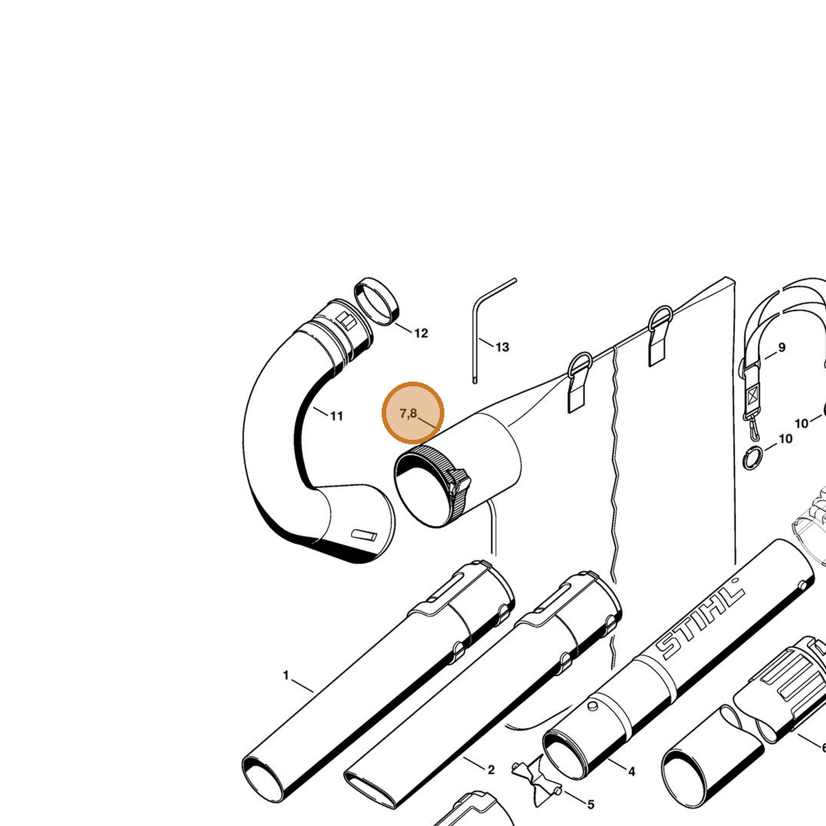 STIHL part 4229-708-9701 — IPL diagram snippet (6x zoom, amber highlight)