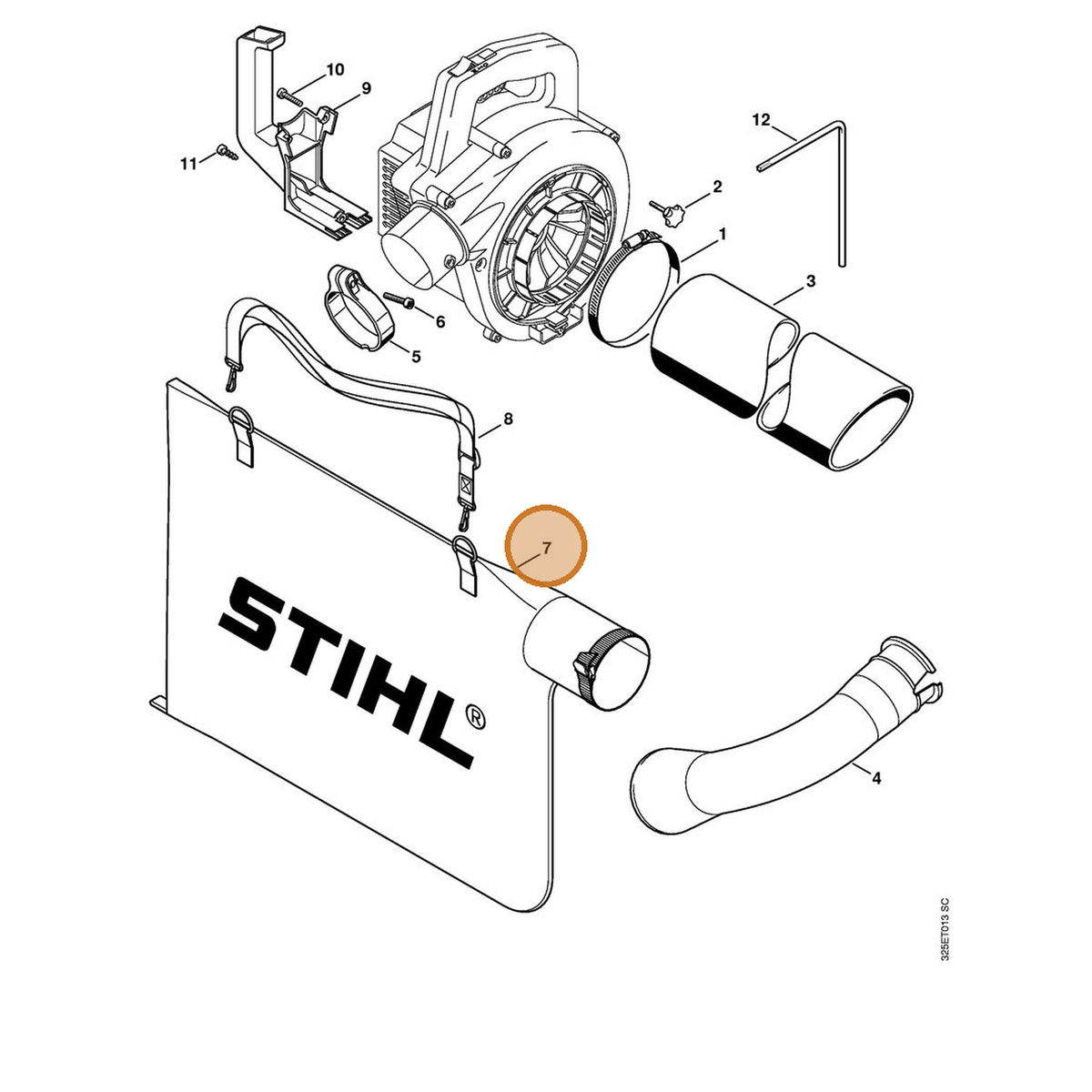 STIHL part 4229-708-9702 — IPL diagram snippet (6x zoom, amber highlight)