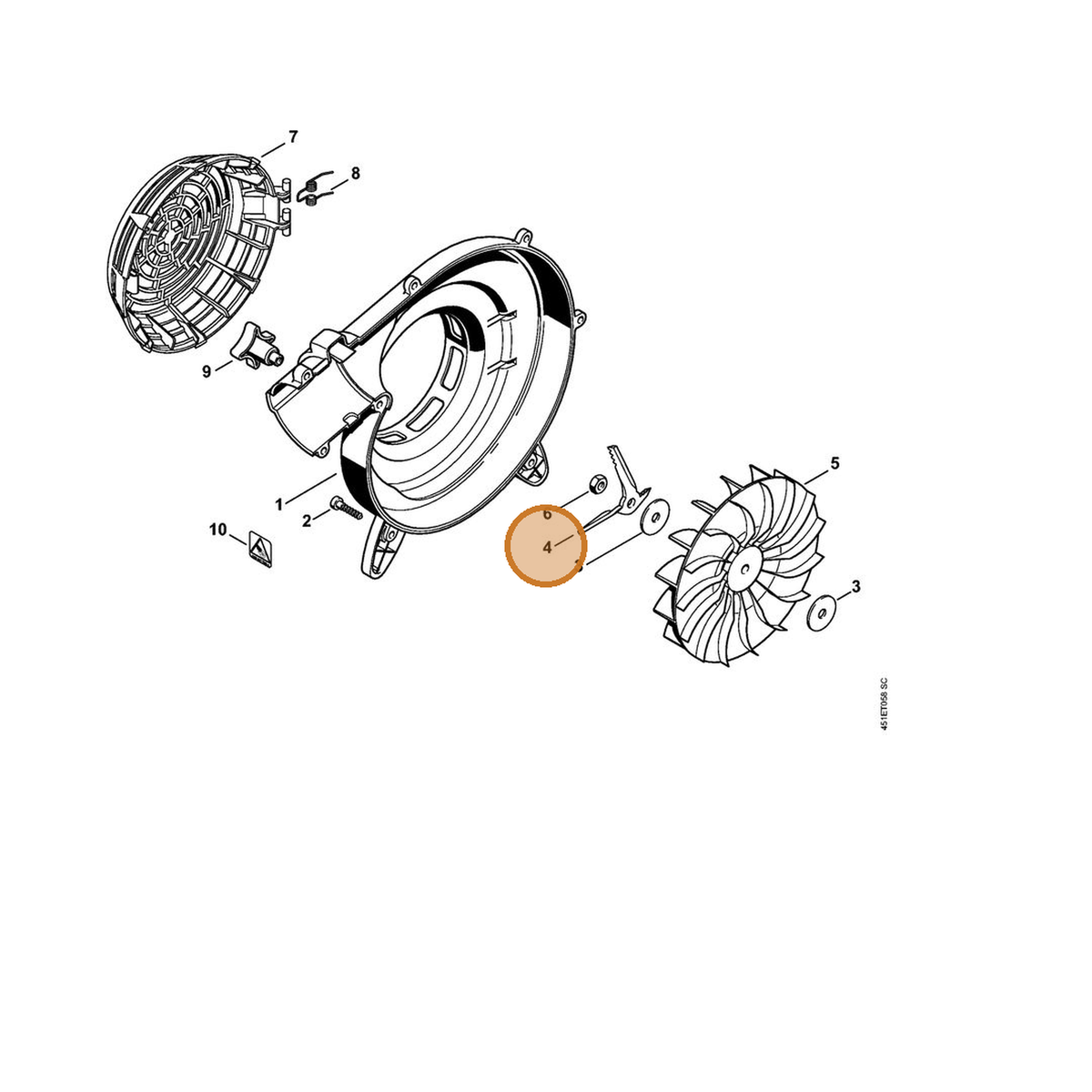 STIHL part 4229-768-0300 — IPL diagram snippet (6x zoom, amber highlight)