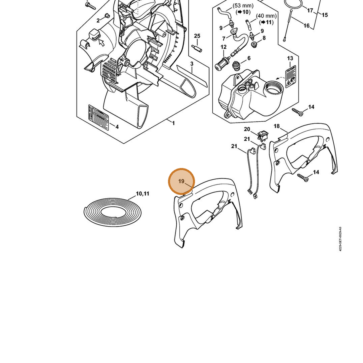 STIHL part 4229-790-0612 — IPL diagram snippet (6x zoom, amber highlight)